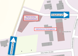 Anfahrsskizze mit Einbahnstraßenregelulng